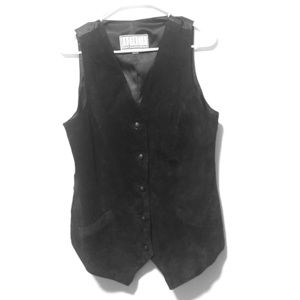 Leather and satin vest